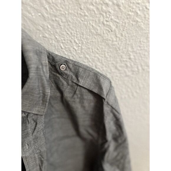 Express Mens Button Up Shirt Gray Long Sleeve Fitted Spread Collar Pocket XL - Picture 5 of 7